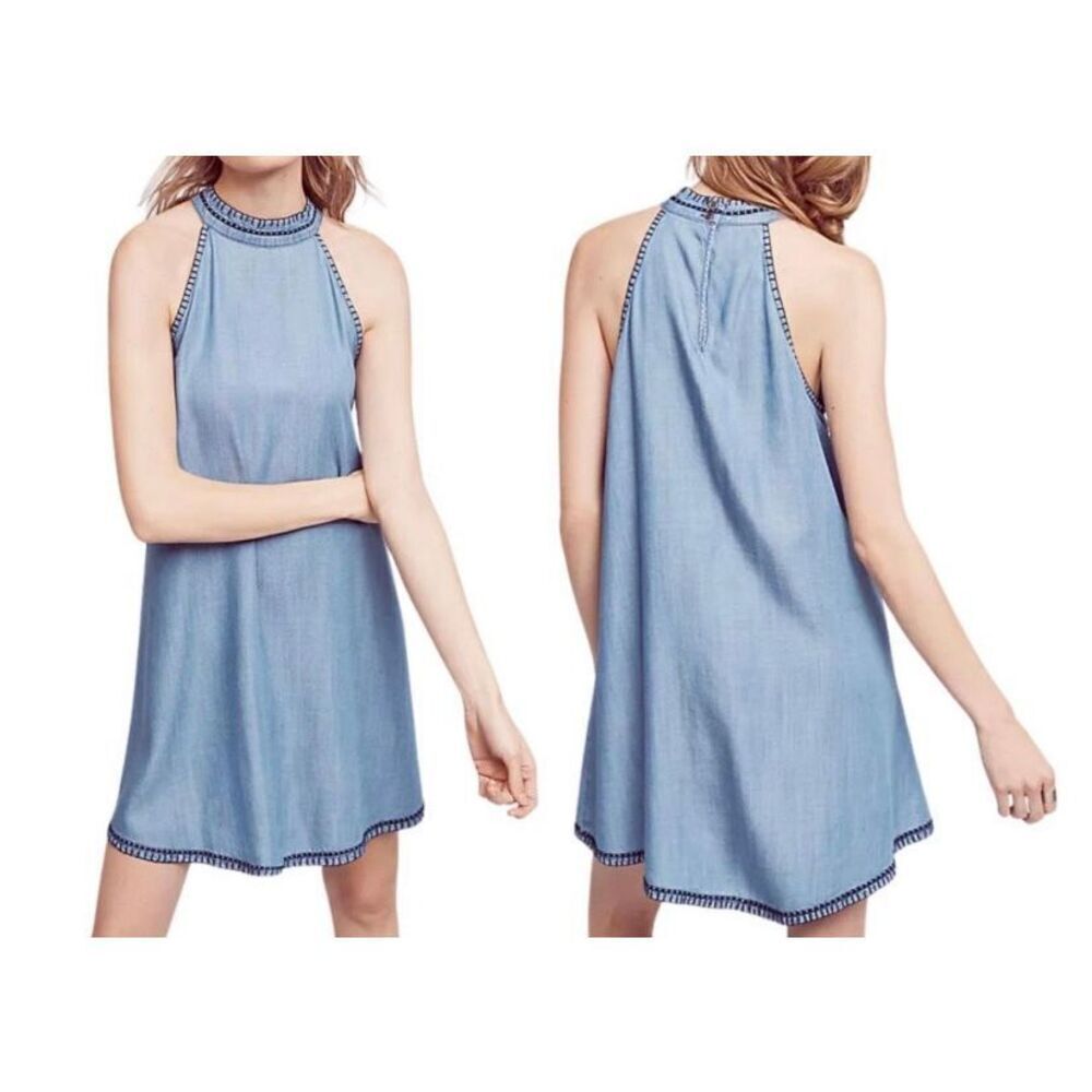 Anthropologie cloth and stone women’s 100% tencel chambray dress S/XS